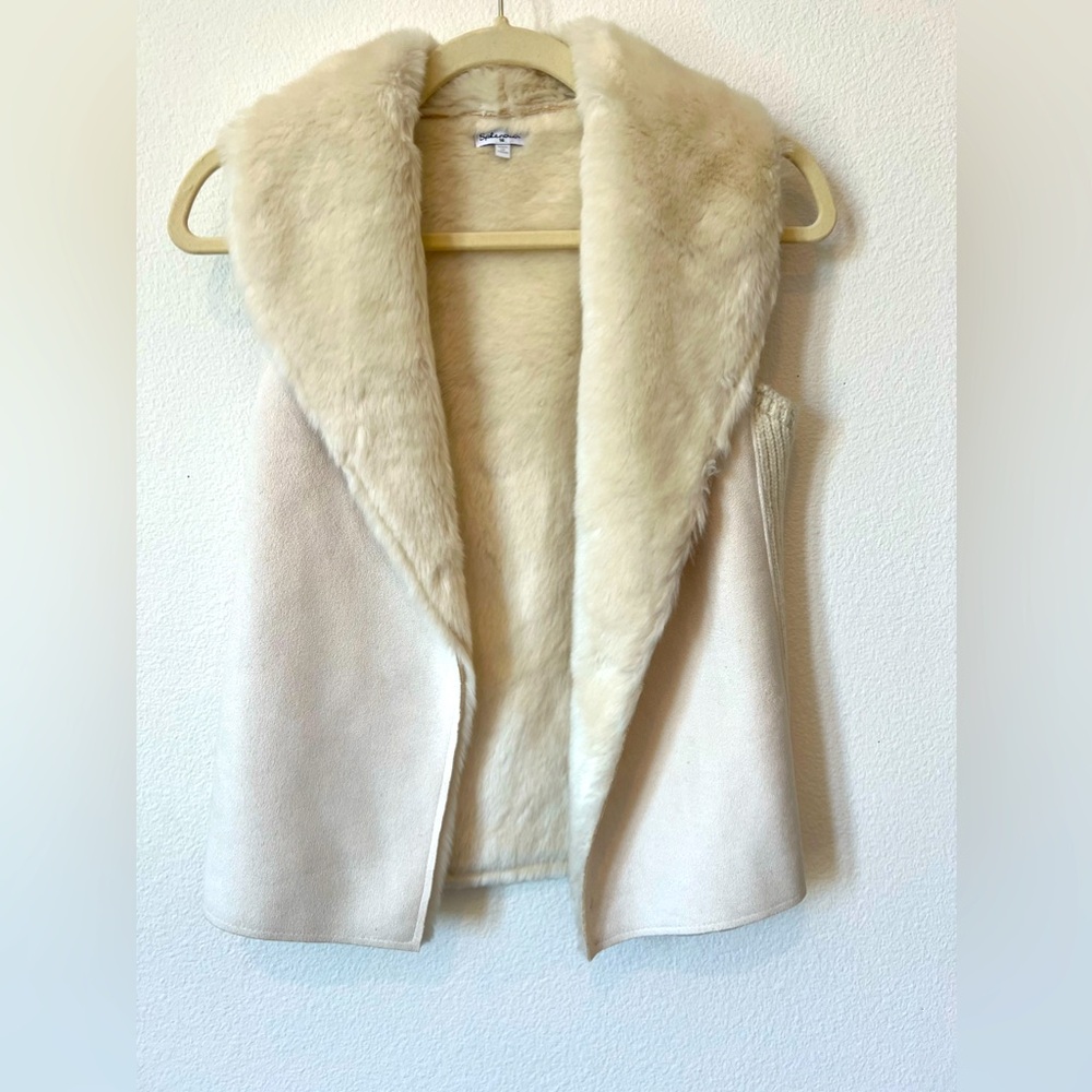 Girl’s Splendid Cream Faux Suede and Fur Vest 14